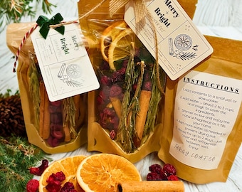 Popurrí navideño para estufa - Naranja seca, arándano, canela, romero y clavo - Regalo o detalle para el calcetín navideño
