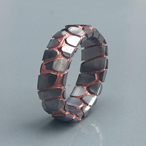 Etched Superconductor Ring - Mens Wedding Band - Custom Titanium, Niobium, Copper Ring - Premium Alternative Rings Gift, Superconductor Ring