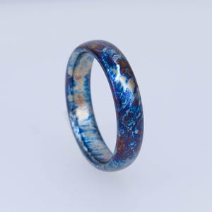 Colorful Titanium Heat Anodized Handmade Wedding band 5mm| Unique Titanium Random Pattern| Anniversary Ring Gift for Him| Personalized Gift|
