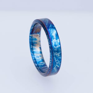 Colorful Titanium Heat Anodized Handmade Wedding band 5mm| Unique Titanium Random Pattern| Anniversary Ring Gift for Him| Personalized Gift|