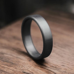 Classic Black Polished Zirconium Ring, Men Wedding Band, Engagement Ring, Anniversary Gift, Minimalist Mens Black Ring, Valentines Gift