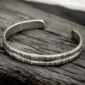 Damascus Bracelet Hand Forged Steel Cuff Bracelet Viking Modern Jewelry Anniversary gift Unique Bracelet for Him Damascus Oath Ring