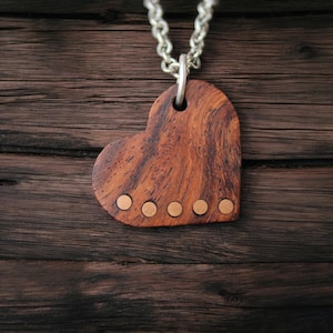 5th Anniversary Gift for Wife - Wood Heart Necklace - Wooden Pendant - custom wood anniversary gift, wood jewelry, wood anniversary