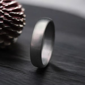 Classic Black Dome Zirconium Ring, Men Wedding Band, Unique Engagement Ring Anniversary Gift Mens Ring, Minimalist Boyfriend Valentines Gift