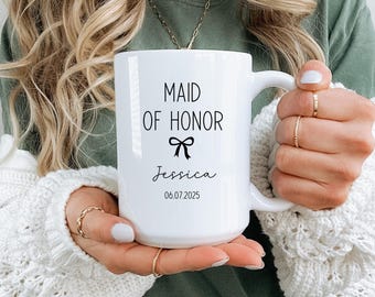 Personalized Maid of Honor Mug, Custom Bridal Party Gift, Maid of Honor Proposal Gift, Gift for Maid of Honor, Custom Wedding Keepsake