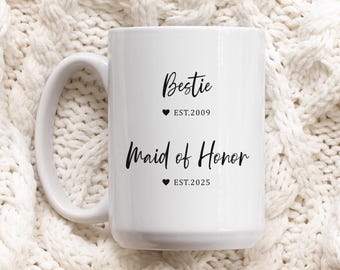 Personalized Maid of Honor Mug, Maid of Honor Best Friend Gift, Custom Bridal Party Gift, Maid of Honor Proposal, Gift for Maid of Honor