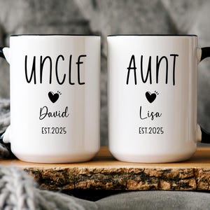 Custom Name Aunt & Uncle Mug, Personalized Gift for New Auntie New Uncle, Sibling Pregnancy Announcement, Aunt to be Gift, Uncle to be Mug