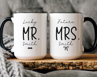 Mr and Mrs Mugs, Personalized Gifts for Engagement, Future Mrs Mug, Newly Engaged Gift, Best Friend Engagement Gift, Engaged Couple Gifts