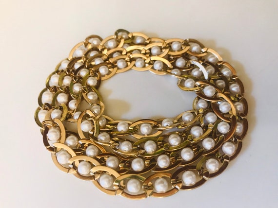 Vintage Pearl & Woven Chain Necklace - image 2