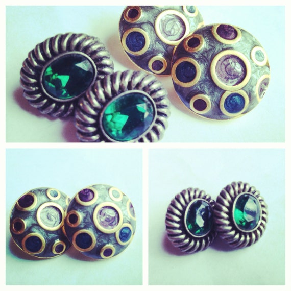 2 Pairs of Vintage Clip on Earrings Circa 1980's - image 2