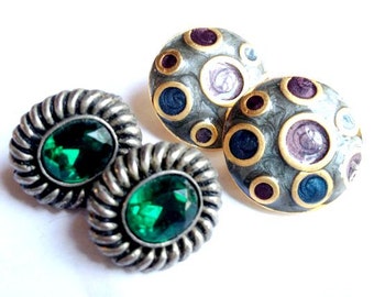 2 Pairs of Vintage Clip on Earrings Circa 1980's