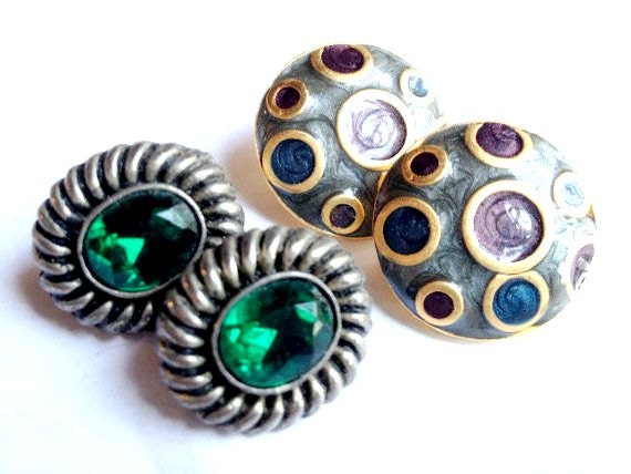 2 Pairs of Vintage Clip on Earrings Circa 1980's - image 1