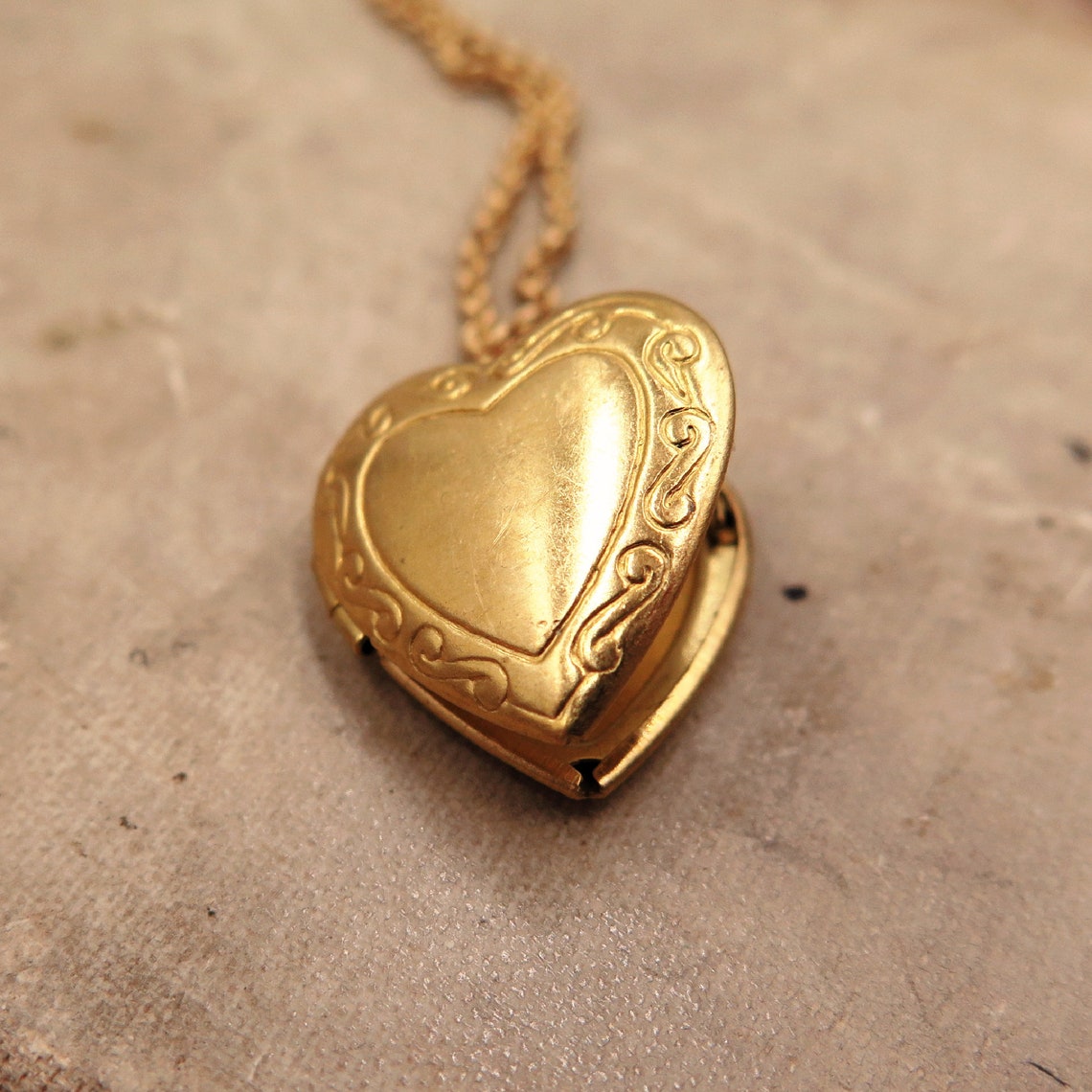 Tiny heart locket necklace Clearance