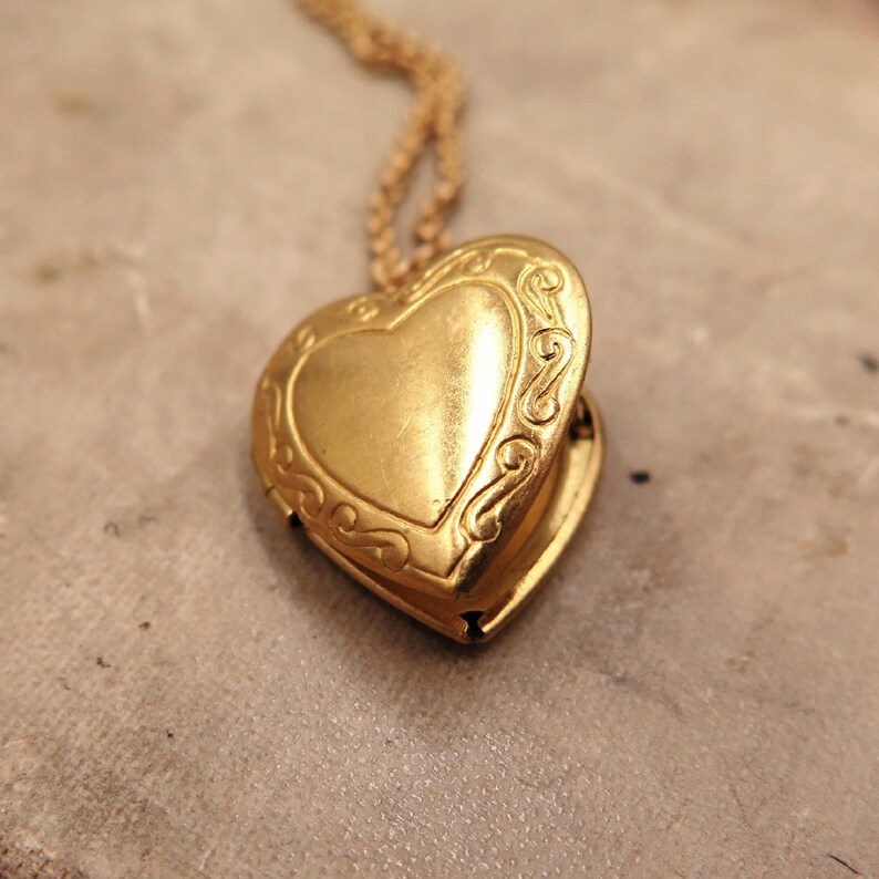 Small Heart Locket Necklace With Photos Tiny Gold Locket Etsy