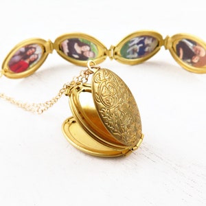 Gold Folding Locket Necklace, Family Tree Necklace, Four Photo Locket, Gold Locket, Personalized Gift, Multi Photo Locket