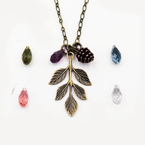 Leaf Pendant, Pinecone Necklace, Crystal Jewelry, Autumn Gift for Her, Winter Wedding, Wedding Party Gifts for Bridesmaids image 6