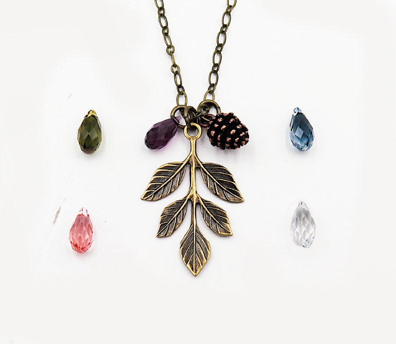 Leaf Pendant, Pinecone Necklace, Crystal Jewelry, Autumn Gift for Her, Winter Wedding, Wedding Party Gifts for Bridesmaids image 6