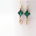 Art Deco Emerald Green Earrings, Chandelier Earrings, Pine Green Statement Earrings, Vintage Earrings, Mid Century Modern 