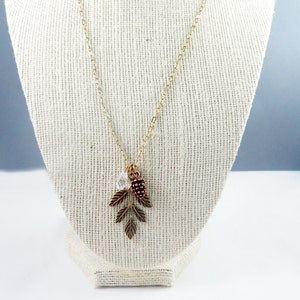 Leaf Pendant, Pinecone Necklace, Crystal Jewelry, Autumn Gift for Her, Winter Wedding, Wedding Party Gifts for Bridesmaids image 5