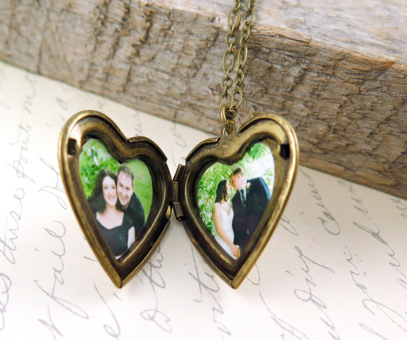 Personalized Heart Pendant Victorian Heart Anniversary Gift for Her Wedding Gift Heart Locket Necklace Photo Locket