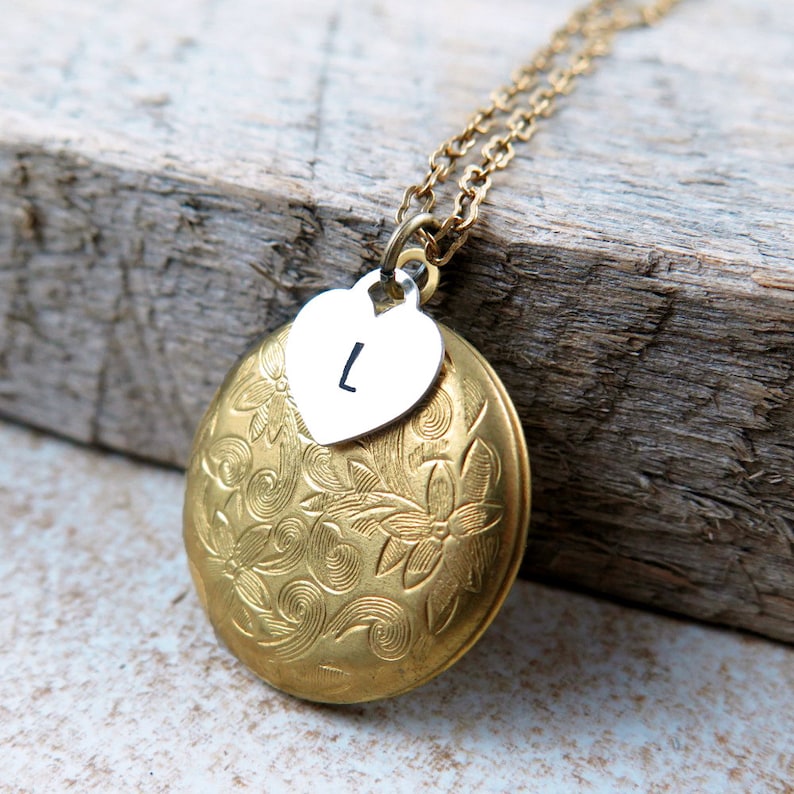 Personalized Heart Locket Necklace Name Necklace Heart Etsy