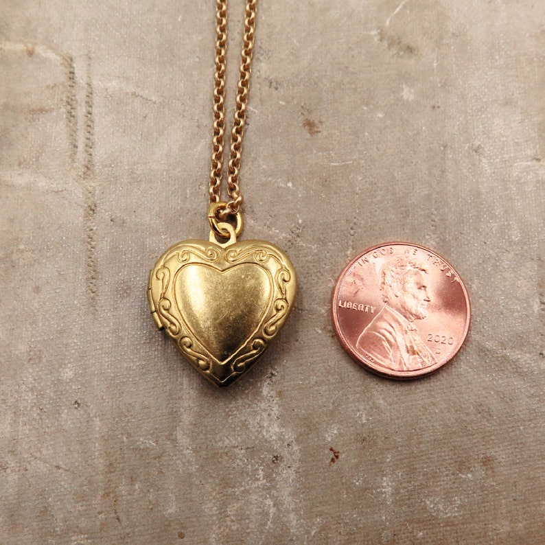 Small Heart Locket Necklace With Photos Tiny Gold Locket Etsy