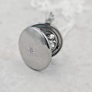 Custom Photo Locket Necklace: Sterling Silver Starburst Keepsake
