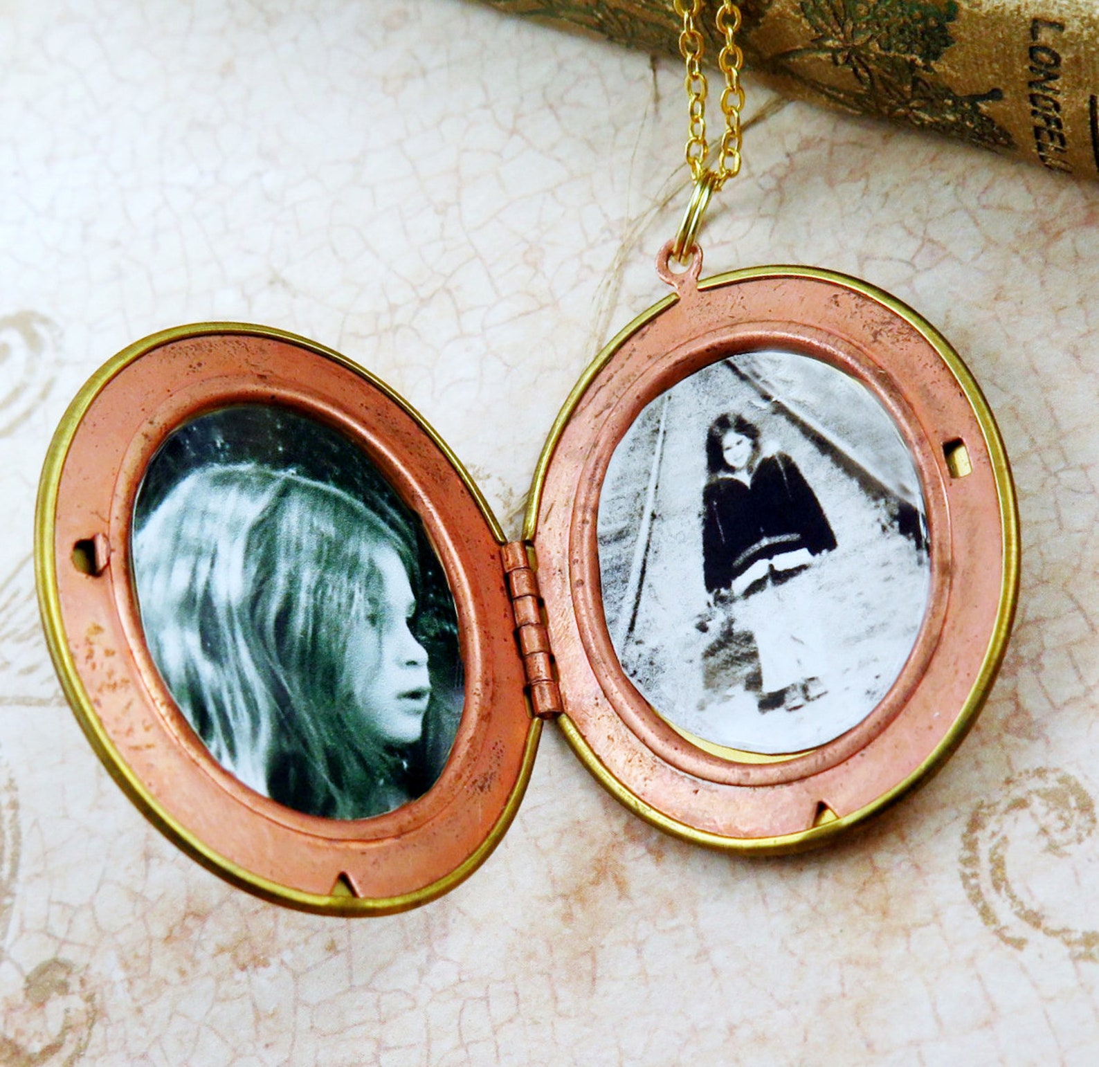 Vintage Locket Necklace With Photo Photo Locket Necklace Etsy