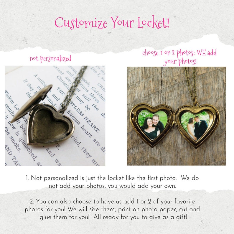 Personalized Heart Locket with Photos, Heart Necklace, Keepsake Jewelry, Gift for Teen, Photo Locket Necklace, Birthday Gift image 2