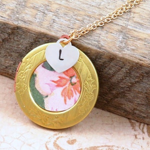 Vintage Floral Locket Necklace: Gold Photo Pendant, Personalized Jewelry