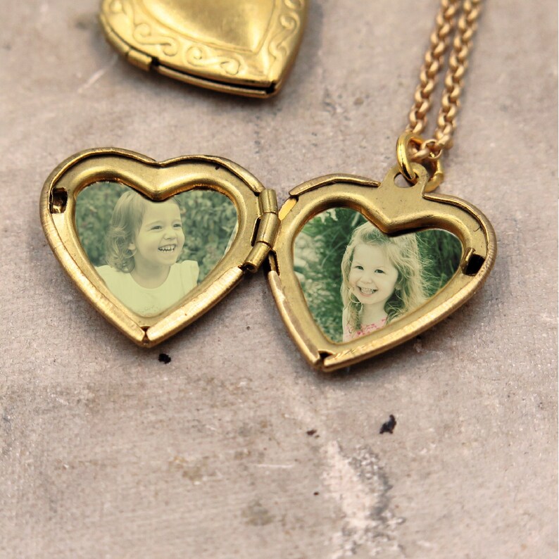 Small Heart Locket Necklace With Photos Tiny Gold Locket Etsy