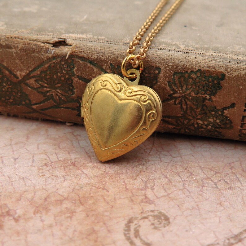 Small Heart Locket Necklace With Photos Tiny Gold Locket Etsy