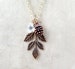 Leaf Charm Necklace with Crystal and Pinecone, Woodland Jewelry, Bridesmaid Winter Necklace Set 