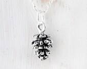 Antiqued Silver Pine Cone Pendant, Minimalist Necklace, Rustic Jewelry