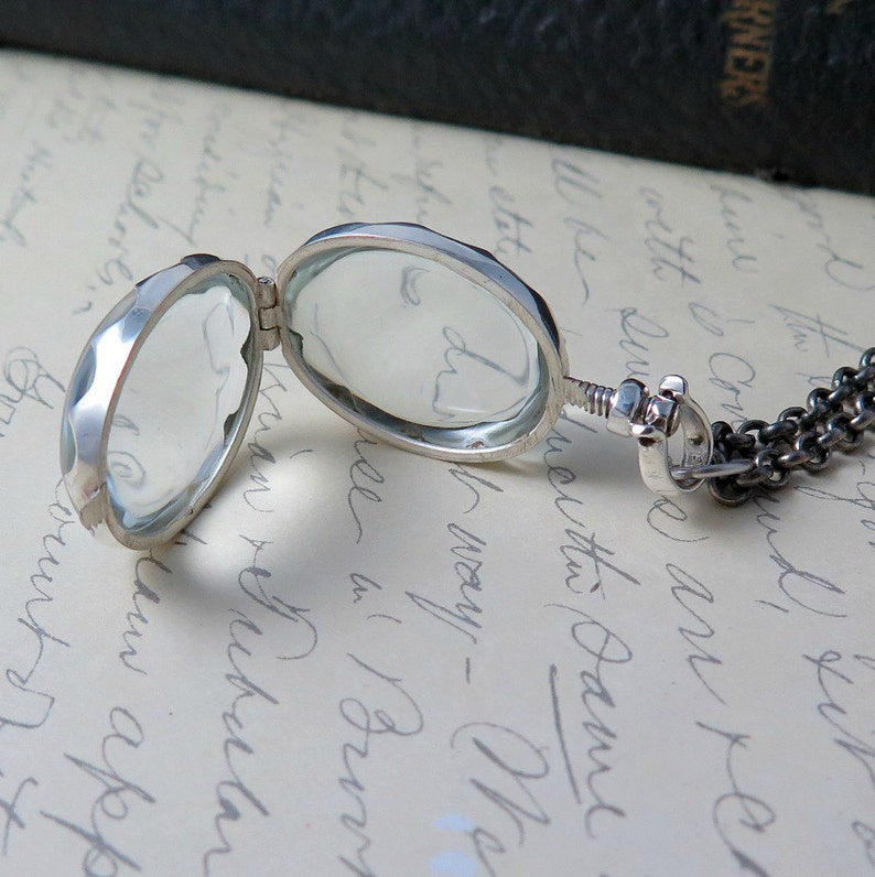Glass Locket Necklace, Sterling Silver Locket Necklace, Keepsake Jewelry, Wedding Locket, Photo Locket, Personalized Locket image 5