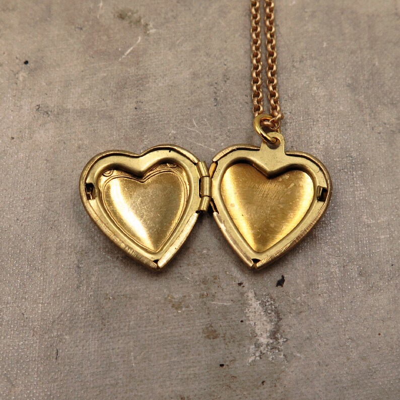 Small Heart Locket Necklace With Photos Tiny Gold Locket Etsy