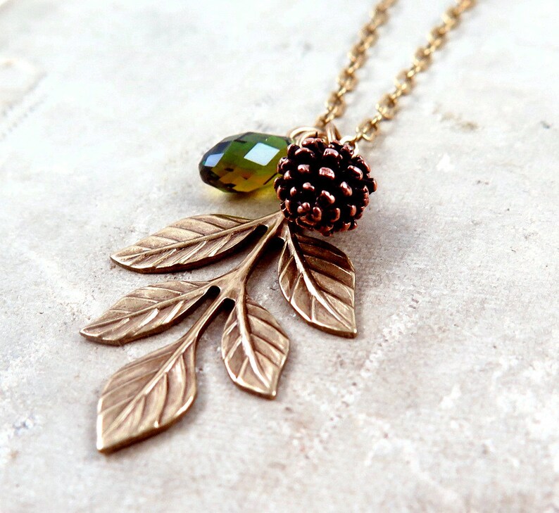 Leaf Pendant, Pinecone Necklace, Crystal Jewelry, Autumn Gift for Her, Winter Wedding, Wedding Party Gifts for Bridesmaids image 2