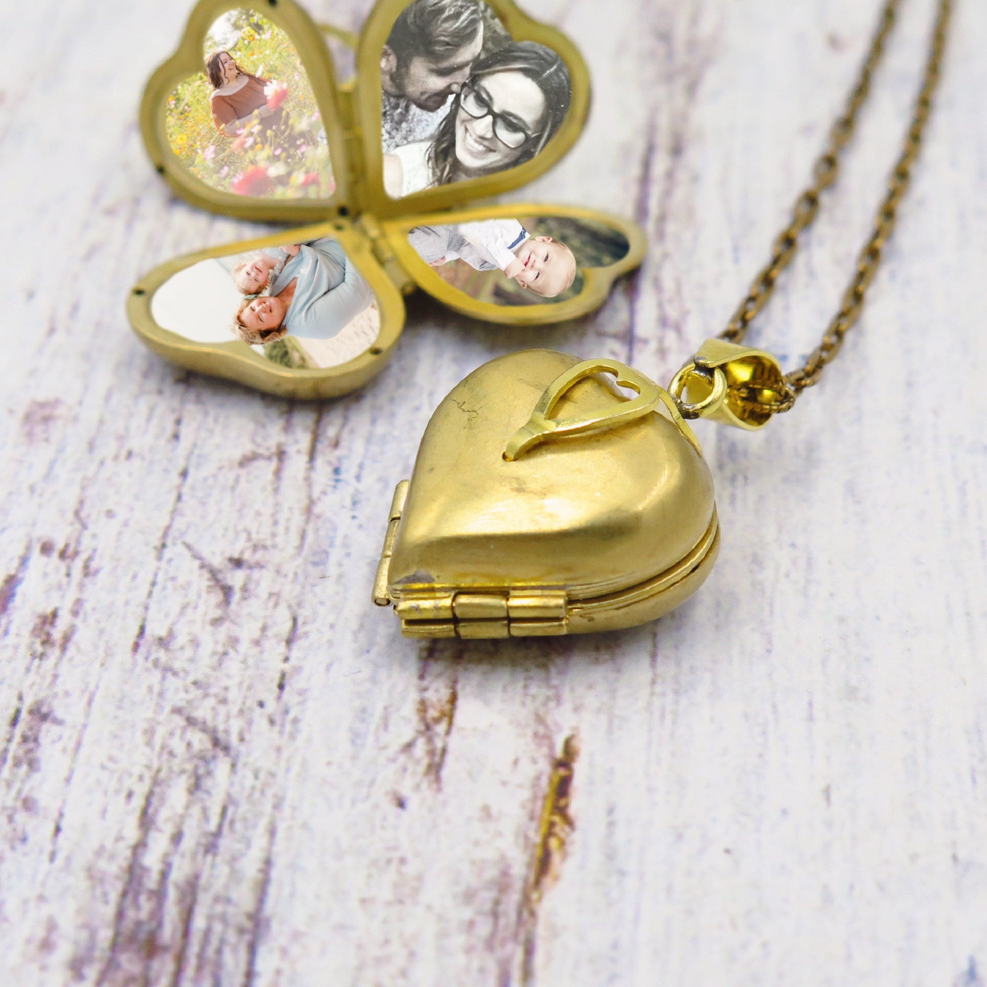 4 photo locket necklace gold deals
