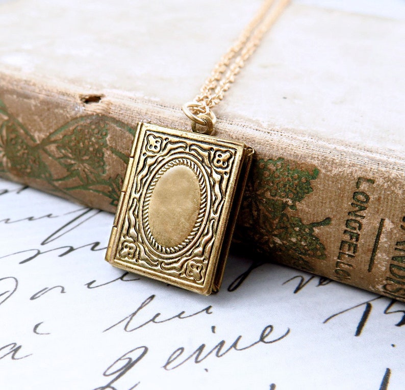 Book Locket with Photos, Personalized Necklace, Book Necklace, Teacher Jewelry, Graduation Gift, Book Pendant, Book Lover Gift image 4
