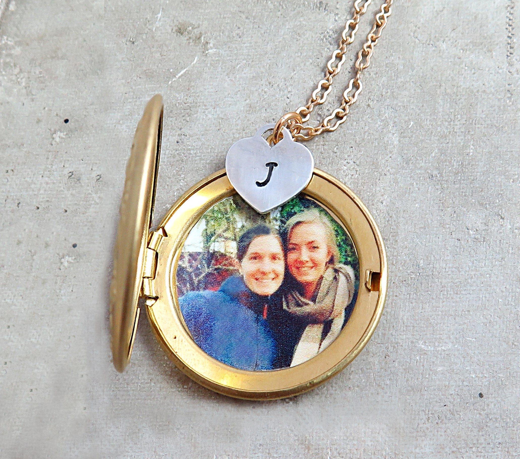 Photo Locket Necklace Personalized Locket Jewelry Initial Etsy