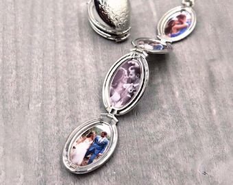 Silver Four Photo Locket, Mom Jewelry, Family Tree Jewelry, Multi Photo Locket, Wedding Jewelry, Personalized Pendant