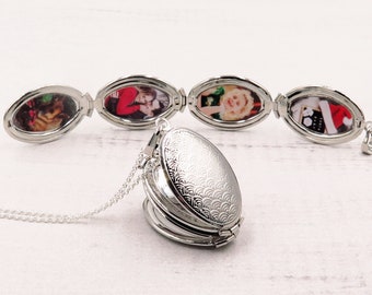 Silver Photo Locket Necklace: Mid-Century Modern Family Heirloom