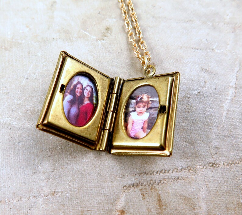 Book Locket with Photos, Personalized Necklace, Book Necklace, Teacher Jewelry, Graduation Gift, Book Pendant, Book Lover Gift image 5