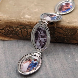 Flower Motif 4-Photo Locket Necklace: Personalized Keepsake Gift