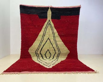 Handmade Red Moroccan Rug: Berber Wool, Bohemian Style