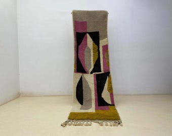 Handmade Beni Ourain Wool Rug: Multicolored Moroccan Berber Decor