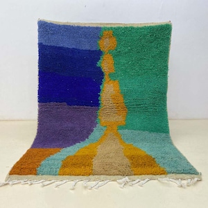 Custom Abstract Berber Rug, Handmade Moroccan Wool Shag Rug, Colorful Tribal Area Rug, Made to Order Eclectic Living Room Decor