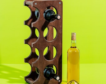 Handmade Wooden Wine Rack, Rustic Countertop Bottle Holder