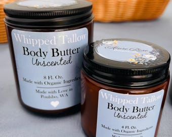 Unscented Tallow Cream • Eczema • Psoriasis • Sensitive Skin • Natural and Organic Ingredients