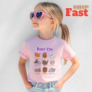 Potter Cats T-Shirt: Funny Wizard Cat Graphic Tee
